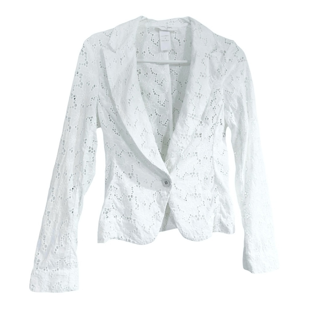 White Eyelet Summer Blazer, Size 0, London Jean, Zara Inspired